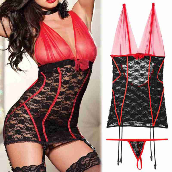 New Hot Ladies Sexy Underwear Body Lingerie Erotic Costumes Sex Clothes Women Babydoll Lace Sexy Lingerie Set S-XXL Plus Size