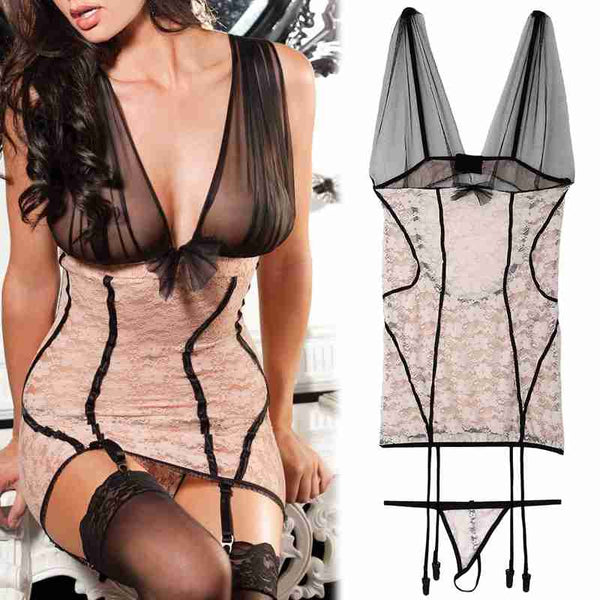 New Hot Ladies Sexy Underwear Body Lingerie Erotic Costumes Sex Clothes Women Babydoll Lace Sexy Lingerie Set S-XXL Plus Size
