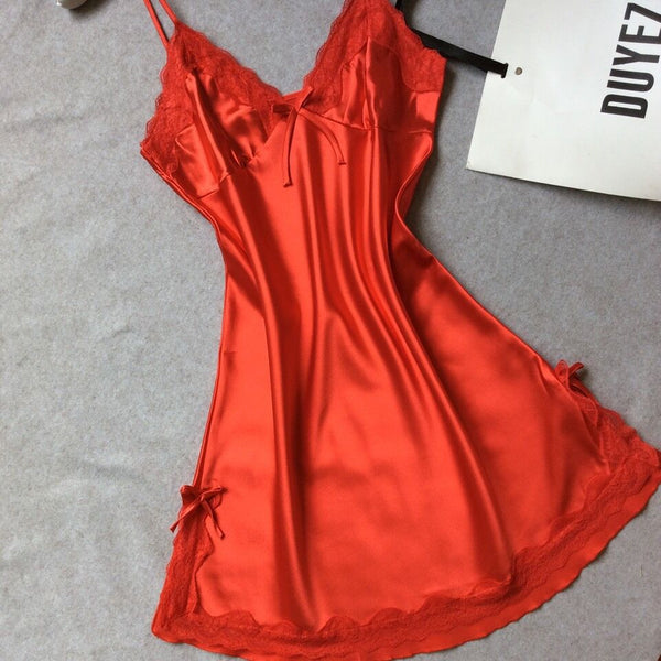 Silk Lace Women Sleepwear Ladies Sexy Lingerie Sleepdress Babydoll Nightdress Nightgown Sleepshirts Homewear 11 color 3 Sizes