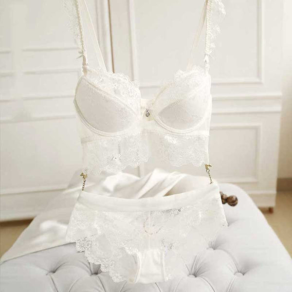 DeRuiLaDy Stylish Plus Size Lace Bra Set Women BRA Sexy Lingerie Lace Bra Set Young Women Underwear Set Push Up Bra & Panty Set