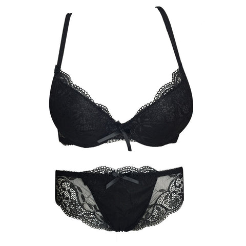 Sexy Women Bra Set Deep V Lace Underwire Bras Push Up Solid 32A-38C Lingerie Outfit Bra