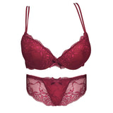 Sexy Women Bra Set Deep V Lace Underwire Bras Push Up Solid 32A-38C Lingerie Outfit Bra