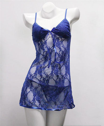 Plus size XXXL Dress Women Sleepwear Dress Pajamas set Women's Lingerie Dress Underwear Transparent Babydoll Sleepwear+G-string