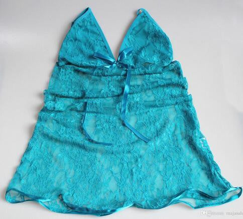 Plus size XXXL Dress Women Sleepwear Dress Pajamas set Women's Lingerie Dress Underwear Transparent Babydoll Sleepwear+G-string