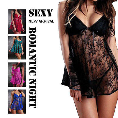 Sexy Lace Babydoll Lingerie Nightwear Underwear Ladies Sleepwear Free G String